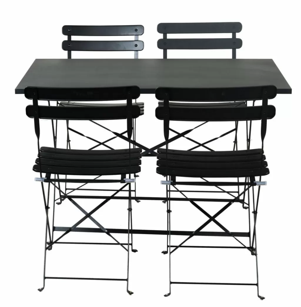 CASA IMPERIAL Conjunto Bistro Rectangular Negro