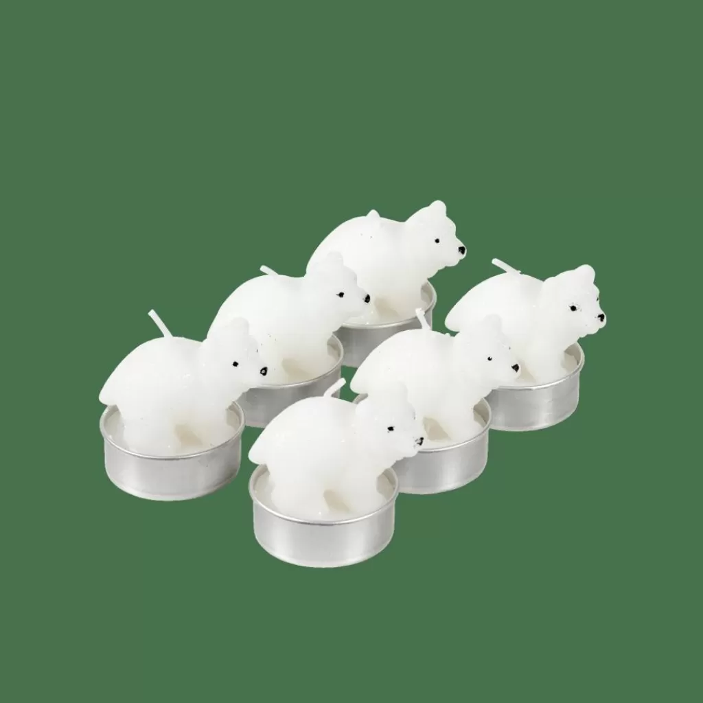 CASA POLA Velas Peq Oso Polar Juego De 6 Blanco