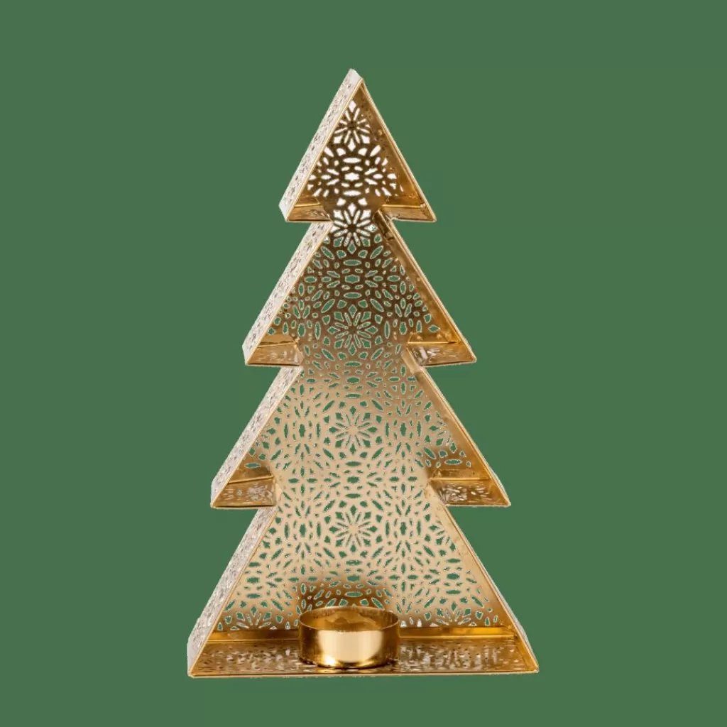 CASA TREE Soporte Para Vela Pequeña Dorado