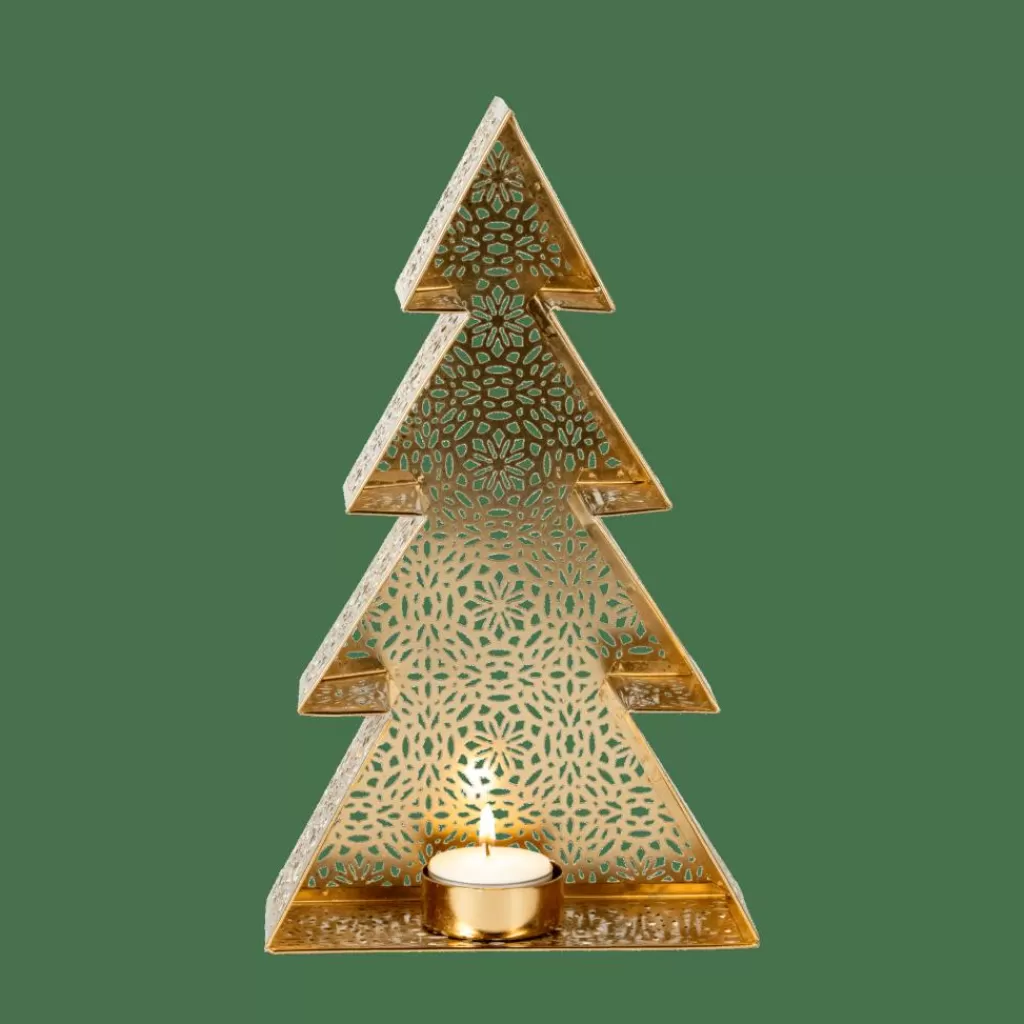 CASA TREE Soporte Para Vela Pequeña Dorado