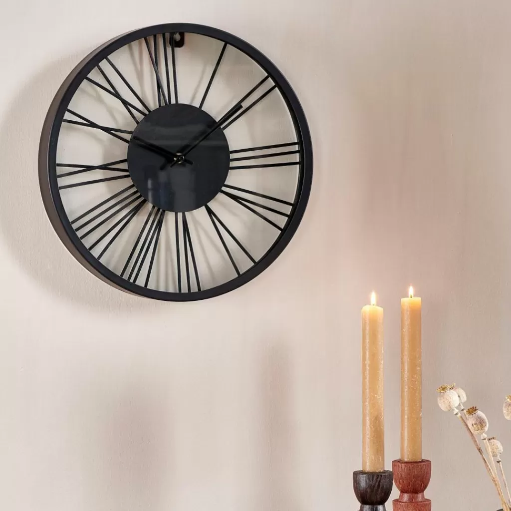 CASA WHEEL Reloj De Pared Negro